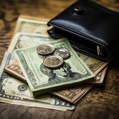 passport on a map with money