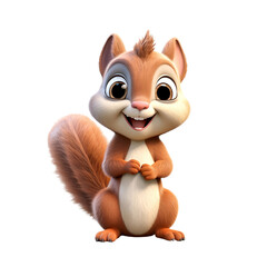 Cartoon animal, cute baby smiling squirrel