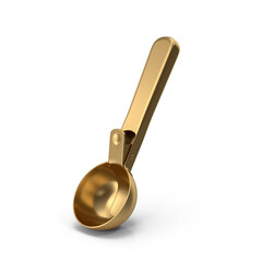 Golden Ice cream scoop spoon isolated on white background, 3D rendering