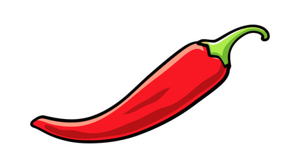 2D Flat Red Pepper, Mexican Spicy food Icon isolated on white background