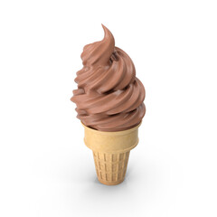 Chocolate ice cream with wafer cone, Soft serve ice cream in wafer style cone.