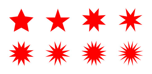 Star Shapes or Starburst or Sunburst Sparkle Shine Effect Symbol Icon Set. Vector Image.