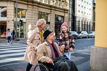 Multigenerational family enjoying a day out in the city