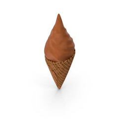 Ice cream in a waffle cone, soft ice cream in a waffle cone 3D rendering