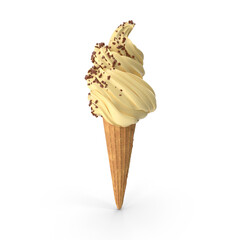 3D rendering vanilla ice cream cone isolated, soft serve ice cream isolated on white background