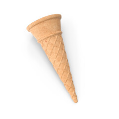 Empty Waffle Cup for Ice Cream. Empty Sugar Crunchy Icecream Waffle Cone. Blank crispy ice cream cone, 3D rendering