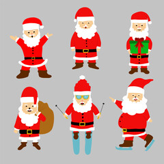 santa claus set, santa claus character collection in flat design