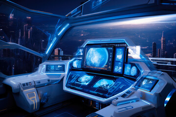 High-Tech Cockpit of a Future Ship