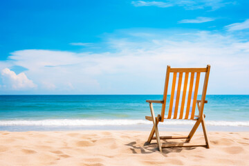Relaxation Beckons: Empty Beach Chair Amidst Summer Splendor