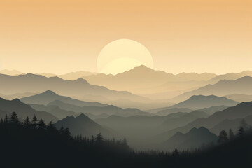 Fototapeta premium Majestic Mountain Sunset Silhouettes