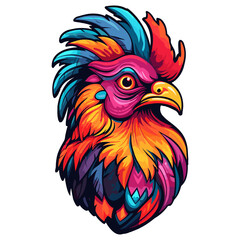 funky hen sticker design, Cartoon sticker of chicken