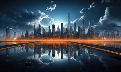 Fototapeta na wymiar Metropolis of Tomorrow, A Visionary Glimpse into the Futuristic Cityscape