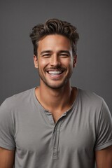 Happy and Handsome Young Man with Stylish Hairstyle, Portrait