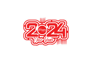 Happy new year 2024 logo and icon design template