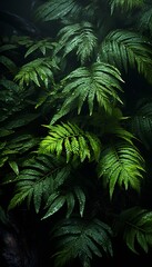 Generative AI. Tropical leaves close up