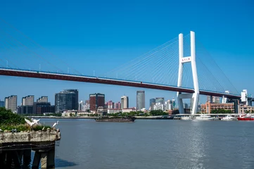 Verduisterende gordijnen Nanpubrug Nanpu Bridge on the Huangpu River in Shanghai, China
