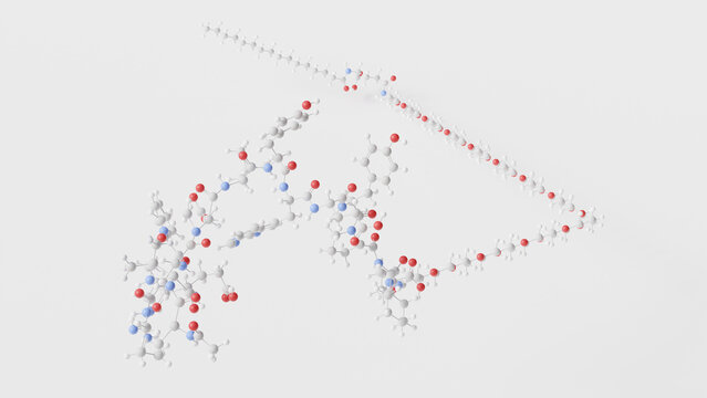 zilucoplan molecule 3d, molecular structure, ball and stick model, structural chemical formula complement inhibitor