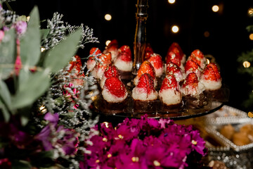 Elegant Wedding Dessert Table with Delicious Sweets and Treats