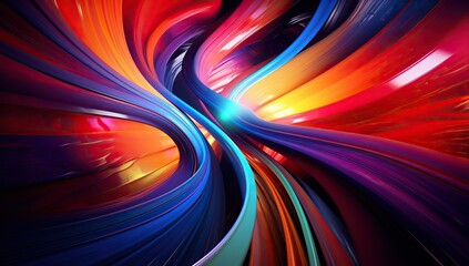 Swirling colorful ribbons intertwining at a central point. Abstract background and wallpaper.