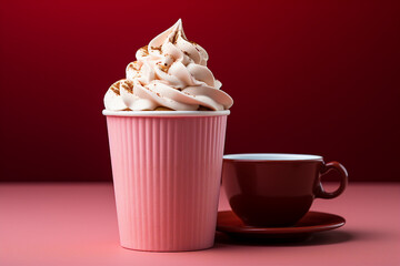 Generative ai image of delicious iced cold brew coffee with whipped cream