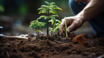 Planting and growing a hemp plant, cannabis legalization, small hemp plants cultivation | Generative AI