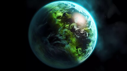 Fototapeta na wymiar Verdant Exoplanet: A Vision of Life Beyond Earth
