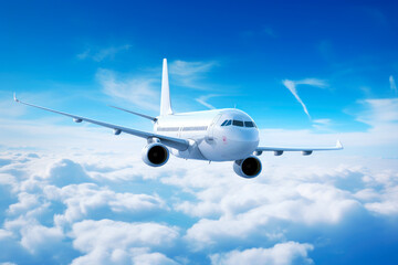 Naklejka na ściany i meble Flight to Freedom: A Passenger Plane in Open Sky