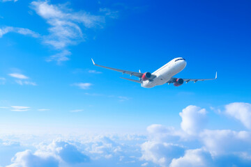 Naklejka na ściany i meble Aerial Elegance: Passenger Plane Against the Sky