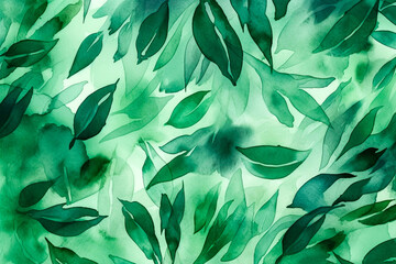 Watercolor Foliage, Artistic rendering of a lush green leaves background, a vibrant and natural scene 3d illustration high quality