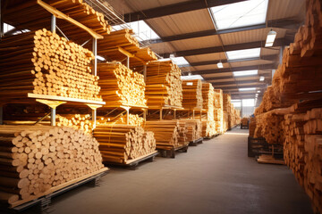 Timber Stockpile in Industrial Warehouse