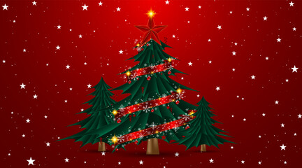 Green Christmas tree background with empty space for design. Christmas or Happy New Year concept. vector illustration	