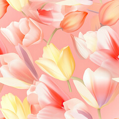 Tender Grace: A Pastel Symphony of Tulips,seamless pattern with tulips