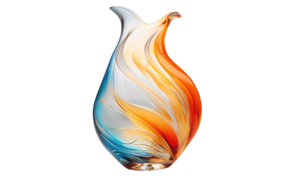 Clean Glass Vase Image on a Clear Surface or PNG Transparent Background.