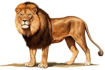 Obraz premium 1800s-style engraving of African lion on white background