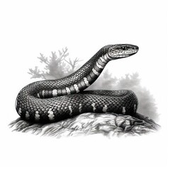 Anaconda Vintage Engraving Illustration in 1800s Style on White Background