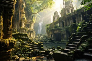 Ruins in jungle - ancient allure - obrazy, fototapety, plakaty
