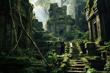 Fototapeta premium Ancient Jungle Ruins: A Historic Discovery