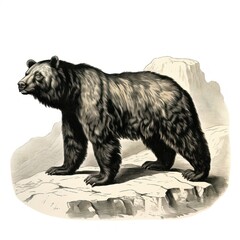 1800s-style Andean bear vintage engraving on white background