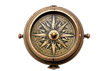 Antique Compass Engraving on White Background: A Timeless Piece