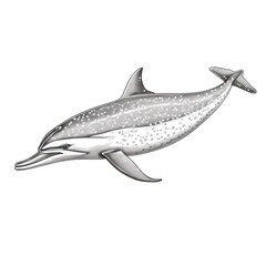 Fototapeta premium 1800s style illustration of Atlantic Spotted Dolphin in vintage engraving on white background