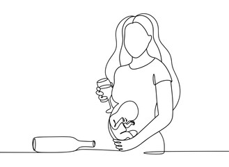 Pregnant. Wine. One line