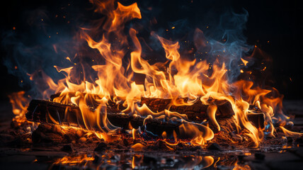 Fototapeta na wymiar Close-up: Burning flames for grilling.
