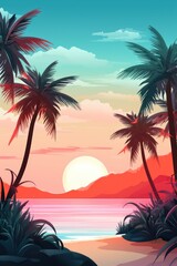 Obraz premium Beach Party Poster Background: Coastal Vibes