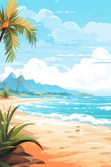 Fototapeta na wymiar Textless Beach Party Poster with Coastal Backdrop
