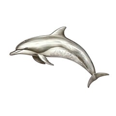 Vintage engraving of Common Dolphin in 1800s style on white background.