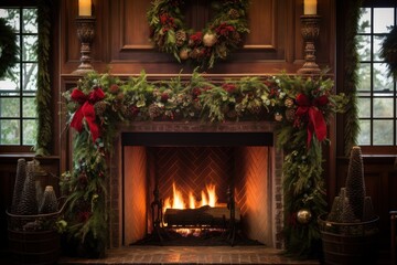 Wreathed Mantle: Cozy Fireplace Decor