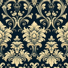 Seamless Damask Wall Hanging Pattern, Ideal for Tiling