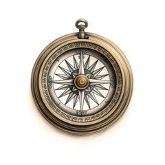 Classic Compass Engraved in Detail, on White.