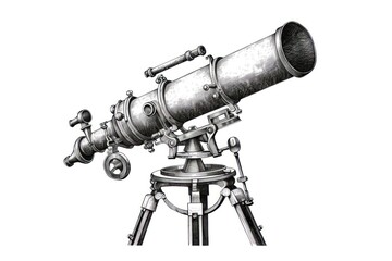 Antique Telescope Engraved with Precision on White