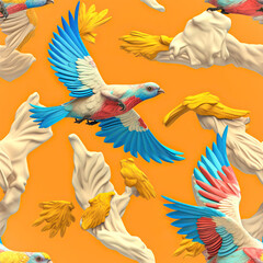 Vibrant Birds in Flight Pattern,seamless pattern with birds